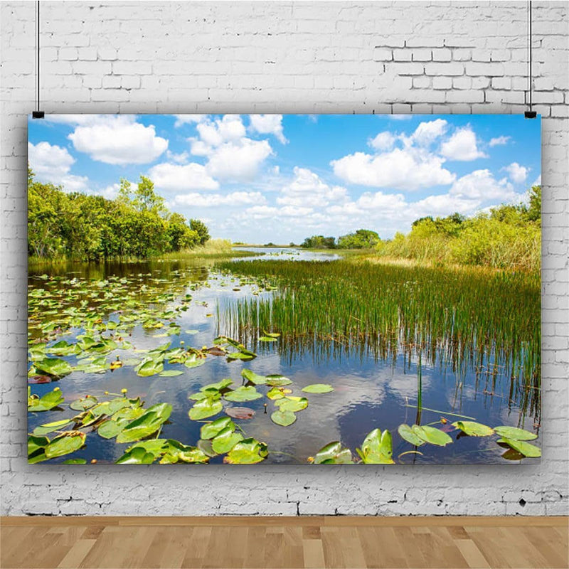 Florida Wetland Airboat Ride at Everglades National Park Photography Backdrop Photographer Portrait Banner Photo Studio Photobooth Prop Photography Background Decoration Supplies 7×5Ft