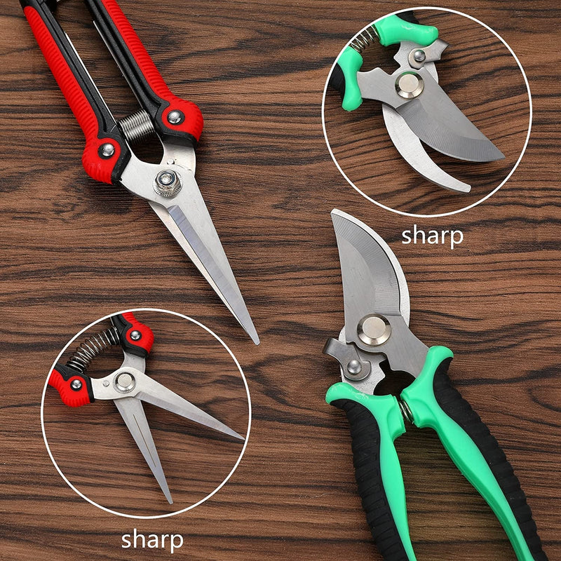 5 Pack Garden Pruning Shears Stainless Steel Blades, Handheld Scissors Set with Gardening Gloves,Heavy Duty Garden Bypass Pruning Shears,Tree Trimmers Secateurs, Hand Pruner (Multi-Color)