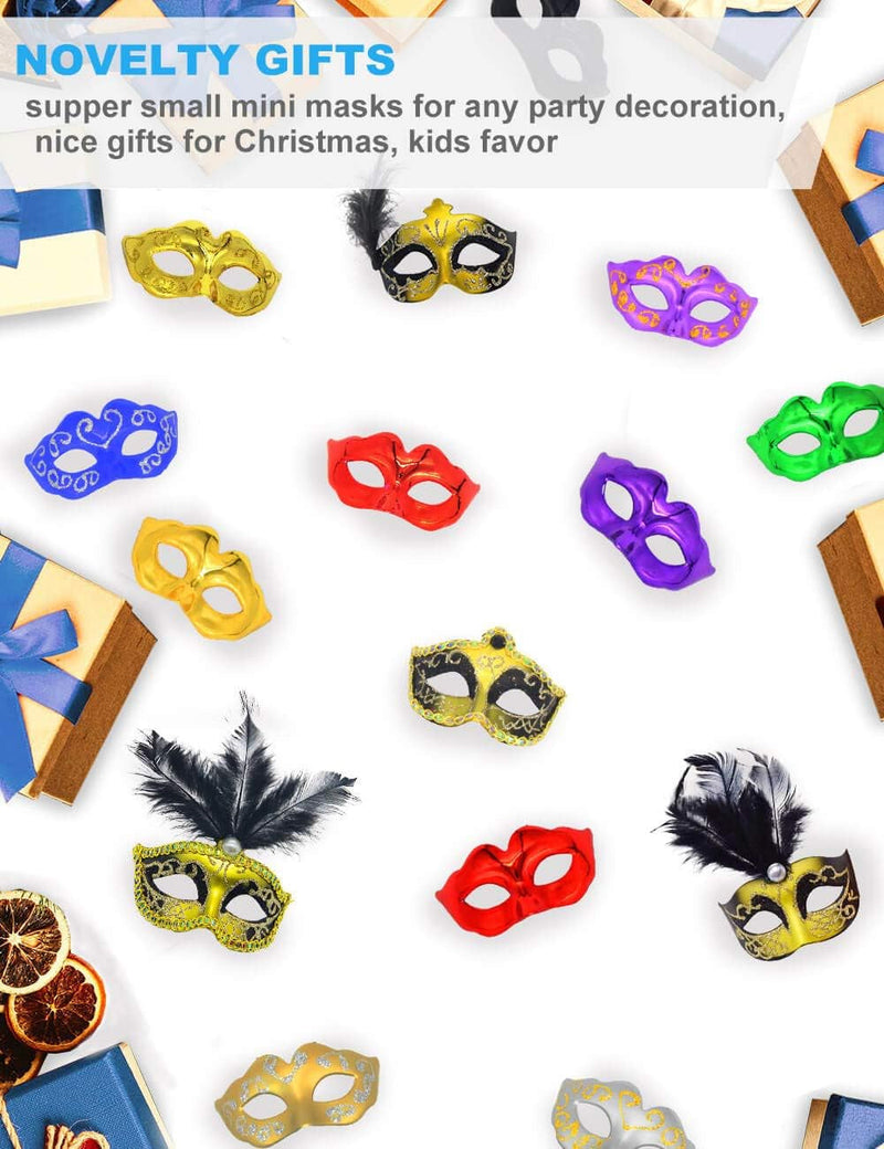 12PCS Mini Masks Party Decoration for Halloween Mardi Gras Birthday Party Cupcake Topper Novelty Gifts