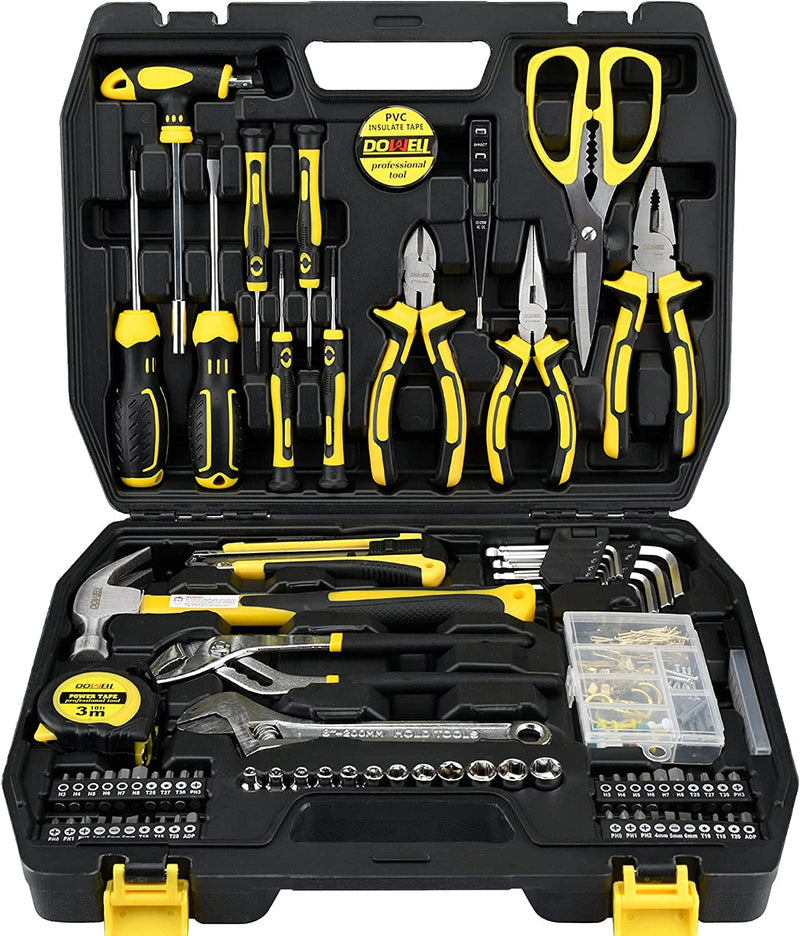 DOWELL Tool Kit Household Tool Set 185-Piece General Hand Tool Kit with Toolbox Storage Case for Father‘S Day Gifts