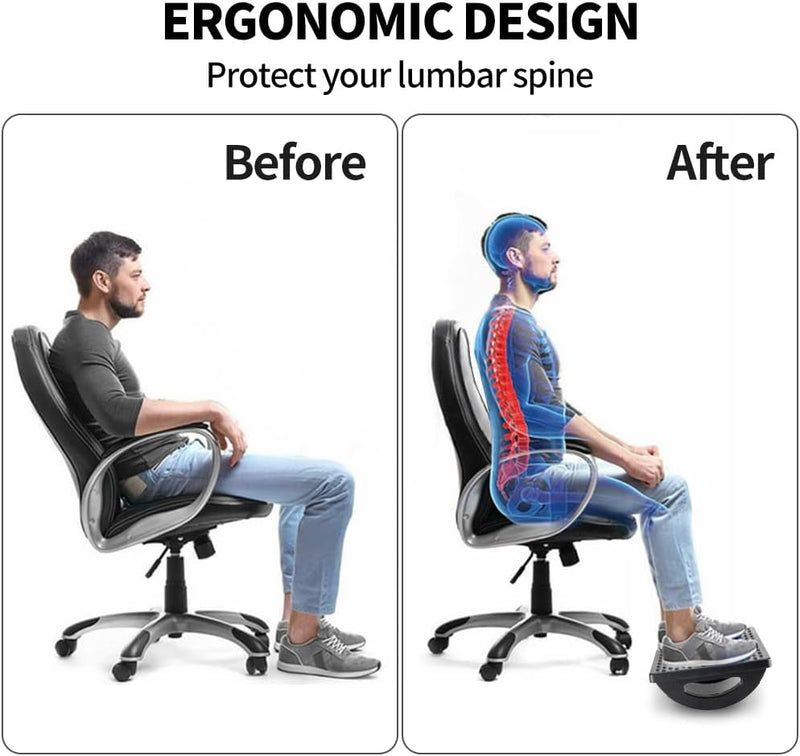 Foot Rest for under Desk at Work - Ergonomic Foot Stools for under Office Desk - Rocking Footrest with Roller Massager - Leg Rest for Chair, Computer Gaming - Promote Leg Circulation