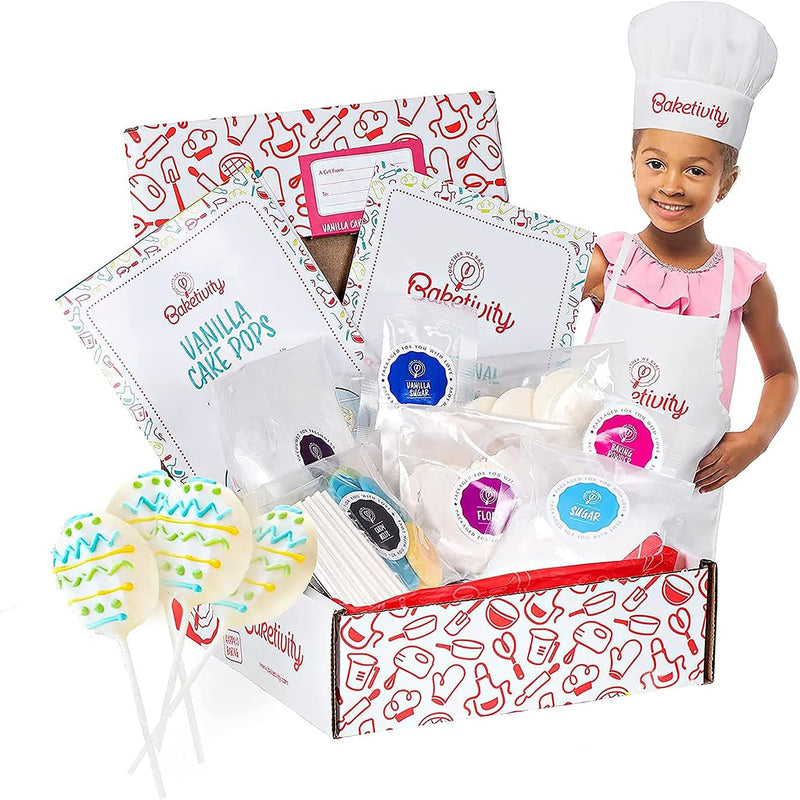 Baketivity DIY Cake Pop Baking Kit for Kids - Premeasured Ingredients, Decorating Supplies