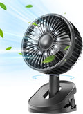 Gaiatop Clip on Fan Battery Operated, 4000Mah Auto Oscillating Portable USB Fan with Light & Hook, 4 Speed Personal Mini Desk Fan Rechargeable Table Fan for Home Office Stroller Black