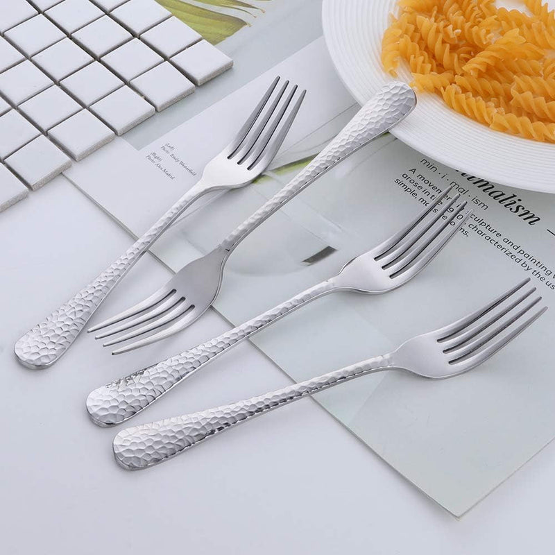 Dinner Fork Dessert Salad Forks 8-Inch Big Forks BUY&USE Stainless Steel Hammered Surface Silverware Set of 12 Pieces for Home Hotel Restaurant