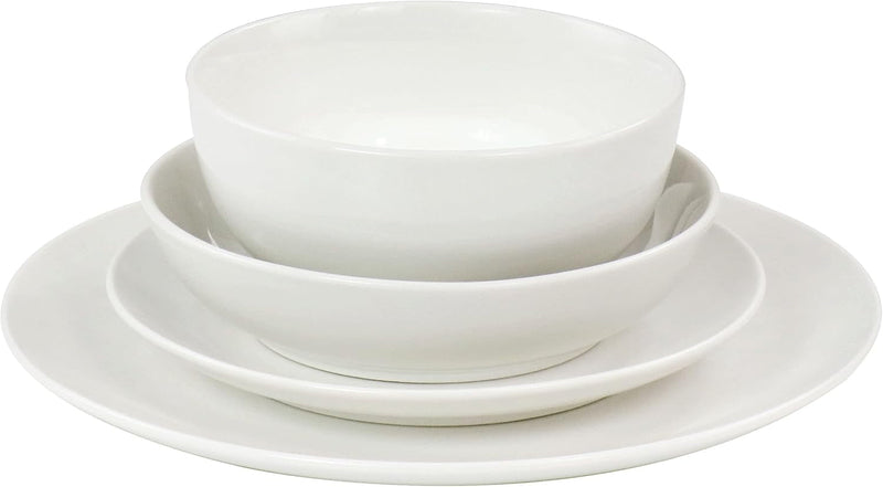 Elama White Porcelain Dish Dinnerware Set, 16 Piece, Camellia