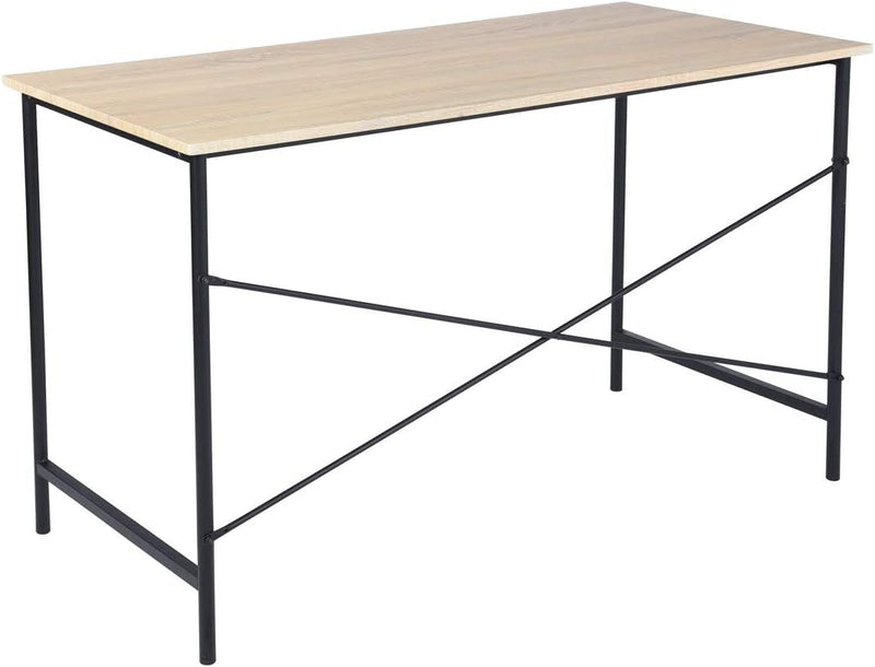 Furniturer Computer Desk 42.7-Inch Home Office Desk Student Writing Desk with Metal Legs Wood Top Modern Simple Workstation for Small Rooms, 42.7 X 23.6 X 29.7 In, Oak and Black