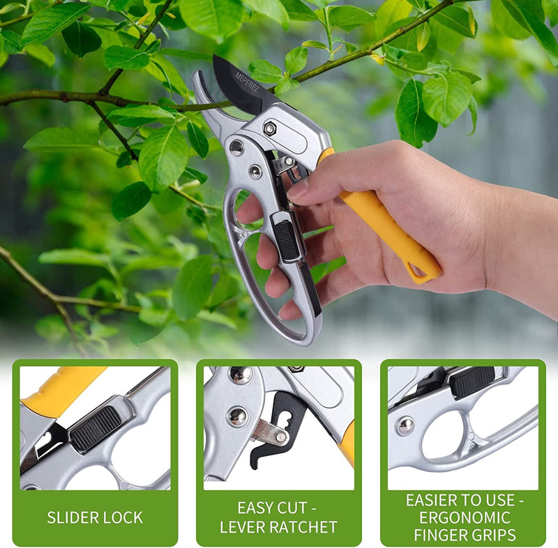 Garden Clippers, Premium Germany Pruners, Work 3 Times Easier, Professional Pruning Shears, Cutting Rose, Flower, Hedge, Stem, Sharp Scissors Gardening Tools, Arthritis Weak Hand Snips