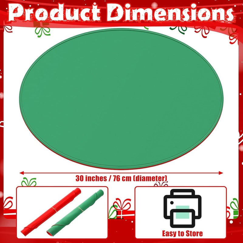 30 Inch Reversible Christmas Tree Stand Mat Silicone Green and Red Christmas Tree Mat Heavy Duty Christmas Tree Floor Protector Waterproof Christmas Tree Stand Pad for Christmas Home Decor