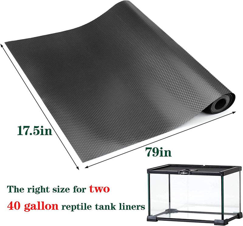 Bearded Dragon Tank Accessories, Reptile Terrarium Carpet Substrate for Leopard Gecko, Lizard, Iguana, Snake, Tortoise, Non-Adhesive Reptile Habitat Bedding(Black 79Inch)