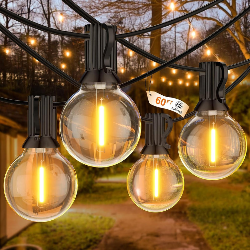 GLUROO Outdoor String Lights, 30FT LED Patio Lights Outdoor Wateproof with 15+1 Globle Bulbs Shatterproof, 2700K outside for Backyard,Bistro,Camping,Deck,Yard,Garden