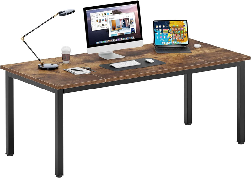 Dlandhome 71 Inches X-Large Computer Desk, Composite Wood Board, Decent and Steady Home Office Desk,Retro