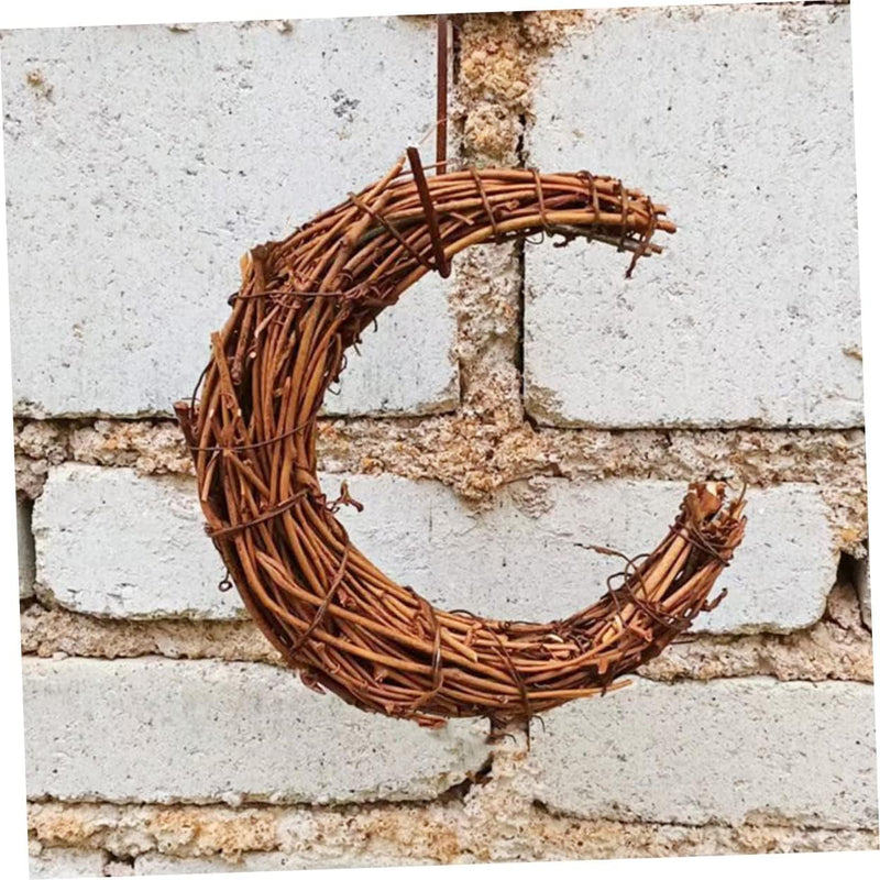 BESTOYARD 6 Pcs Rattan Garland Crescent Moon Grapevine Wreath Moon 8 Inch Garland Wedding Hanging Wreath Miniture Decoration Wedding Decorations Vine Branch Rattan Modeling Artificial Flower Iron