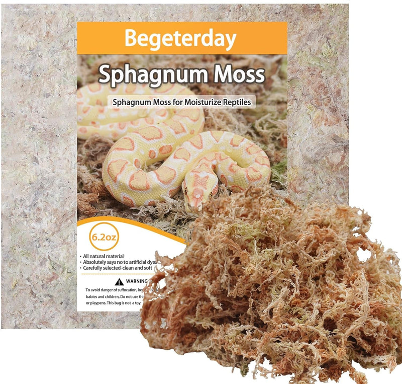 6.2Oz Natural Sphagnum Moss for Reptiles,Ideal Humidity Retaining Medium for Snakes,Turtles and Other Reptiles,Good for Terrariums for Reptiles & Amphibians