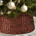 5-Piece Rattan Christmas Tree Collar - 26" Rustic Farmhouse Tree Skirt- Xmas Tree Base Cover for Christmas Decoration- Woven Holiday Tree Ring Accessory for Home, Living Room (Natural)