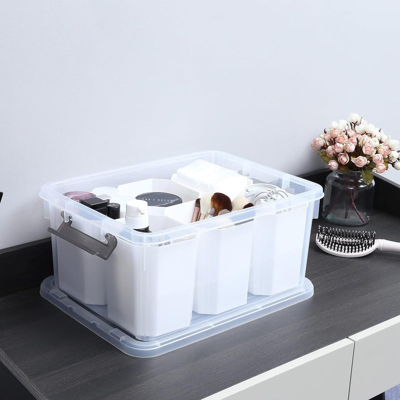 Citylife 17 QT Plastic Storage Bins Clear Storage Box with Lids Multipurpose Stackable Storage Containers for Organizing Tool, Craft, Crayon