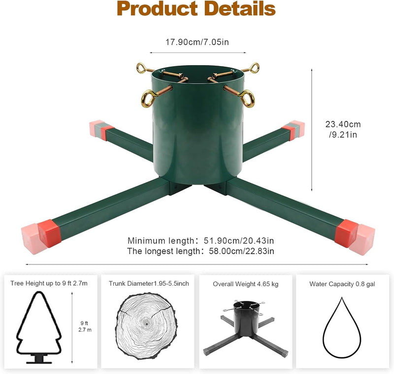 Christmas Tree Base Stand, Christmas Tree Stand, Christmas Tree Holder Stand for Real Tree, Large Christmas Tree Base up to 9Ft Real Trees for Xmas Tree Home Decoration