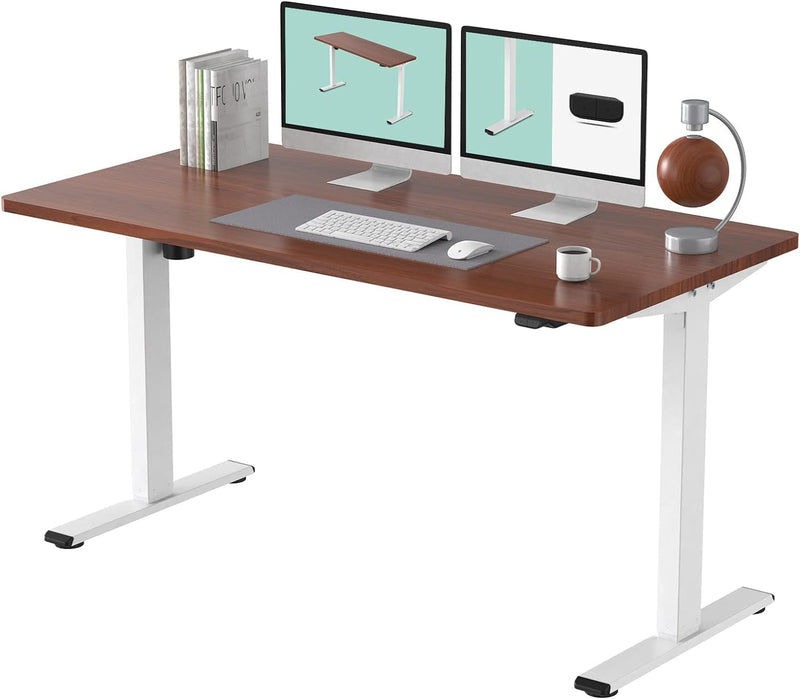 FLEXISPOT Adjustable Desk, Electric Standing Desk Sit Stand Desk Whole-Piece Desk Board for Home Office (EC1 Classic 48X24, White Frame+Rustic)