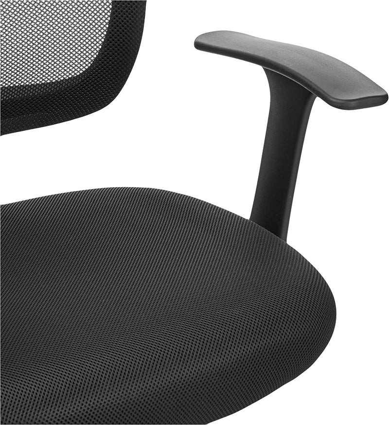 Amazon Basics Mesh Mid-Back Adjustable-Height 360-Degree Swivel Office Desk Chair with Armrests and Lumbar Support, Black