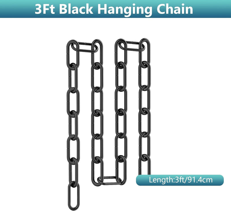 Garini 3 Feet Industrial Black Light Fixture Chain, Metal Pendant Chandelier Chain