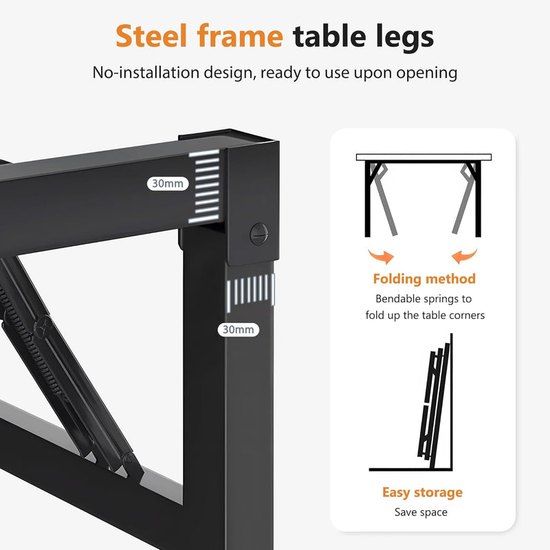 Dlandhome Folding Computer Desk Table 62Inch Writing Desk No Need Installation Home Office Folding Table Workstation