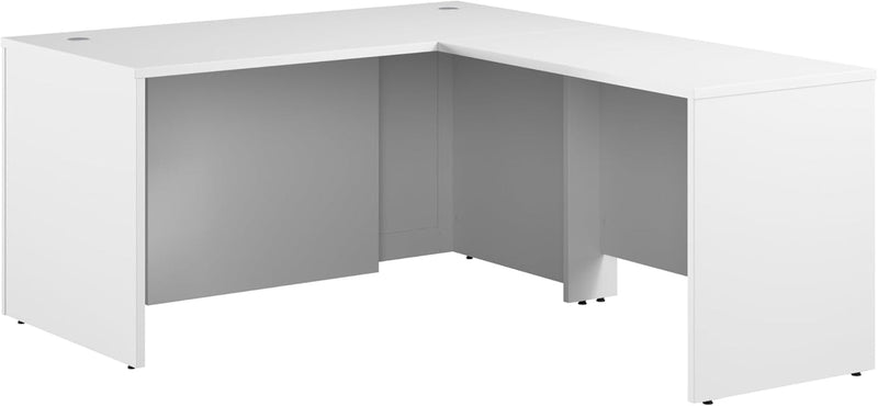 Bush Business Furniture Hampton Heights 60W X 30D Executive L-Shaped Desk in White, Computer Table for Home Office or Professional Workspace