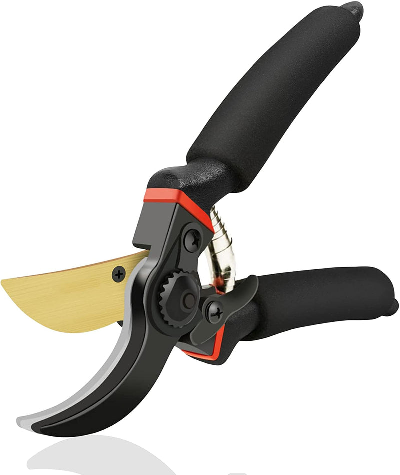 Garden Scissors for Plant, Tip Pruning Shears for Cutting Flowers, Trimming Plants, Bonsai and Fruits Picking (Black Bypass Blade Pruner)