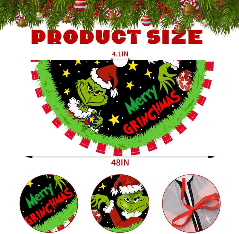 Christmas Tree Skirt 48 Inch, Soft and Funny Merry Christmas Tree Collar Farmhouse Xmas Holiday Decoration (Style 2)