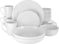 Elama White Porcelain Dish Dinnerware Set, 16 Piece, Camellia