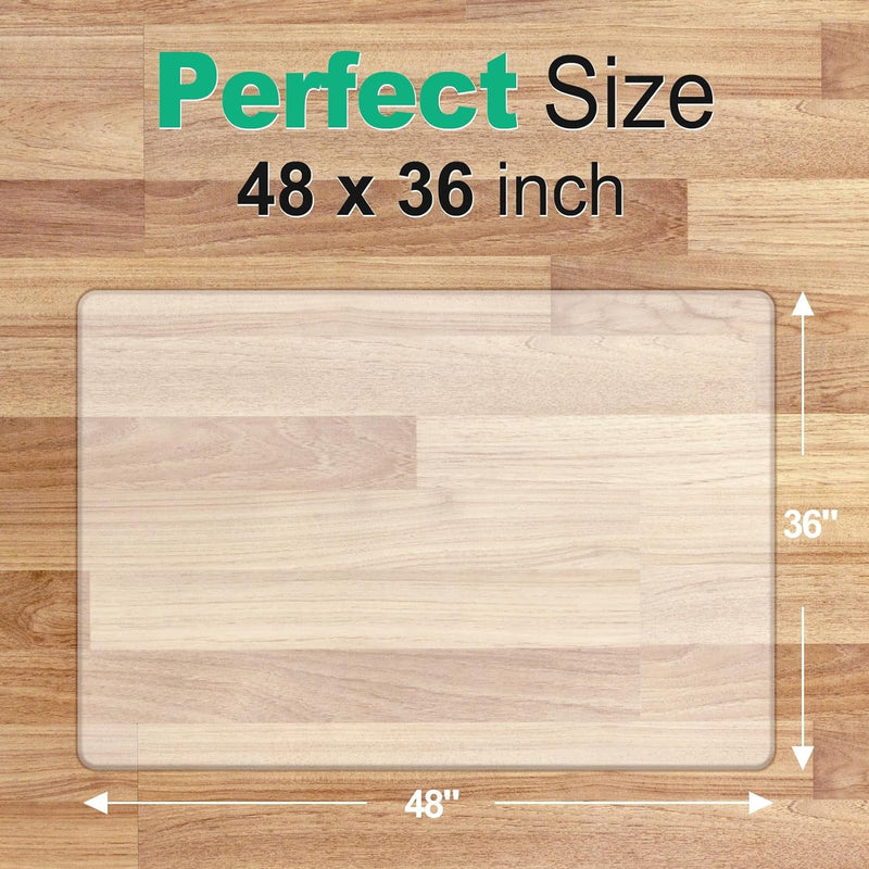 Clear Chair Mat for Hardwood Floor: 48" X 36" Plastic Office Chair Mats for Hard Wood and Tile Floor, Easy Glide No-Slip Floor Mat for Rolling Chair, Heavy Duty Pvc Floor Protector under Computer Desk