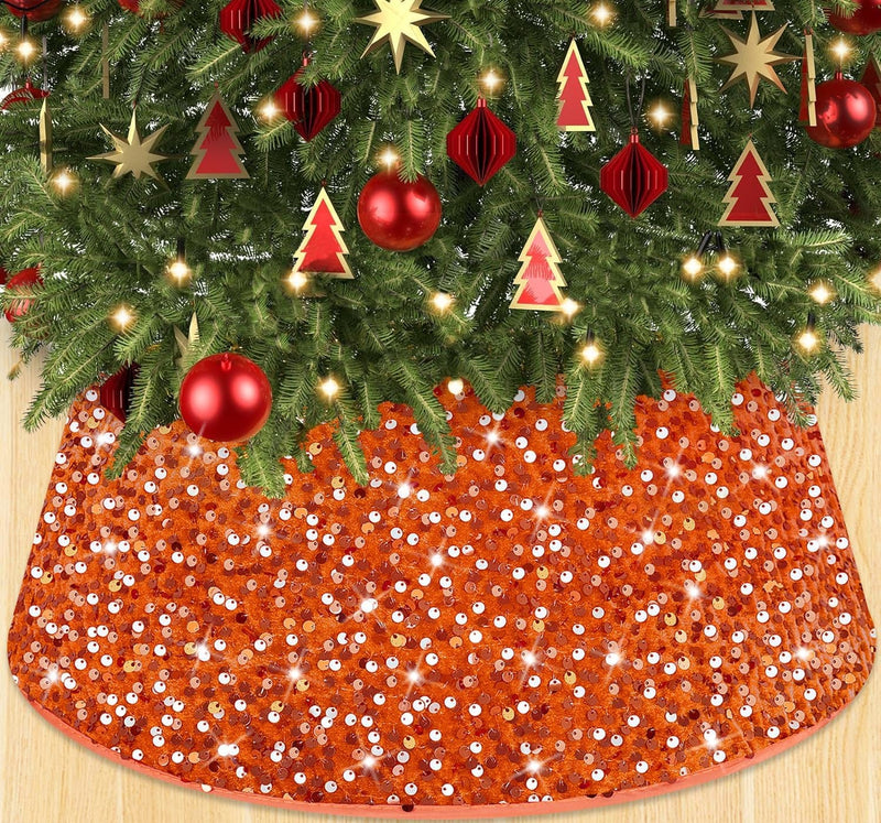 Blue Christmas Tree Collar 23.6 Inch Sequin Velvet Christmas Tree Skirt Christmas Tree Stand Base Cover for Xmas Tree Ring Christmas Tree Base Box Sparkle Tree Collar Skirt for Home Decor