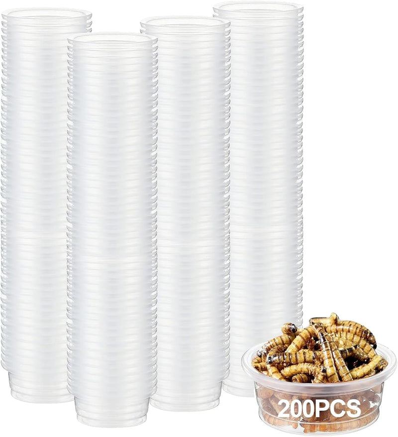 ANCKNE 200 Pcs 0.5Oz Crested Gecko Food and Water Feeding Cups | Reptile Feeder Bowls | for Lizard and Other Small Pet Ledge Accessories Supplies