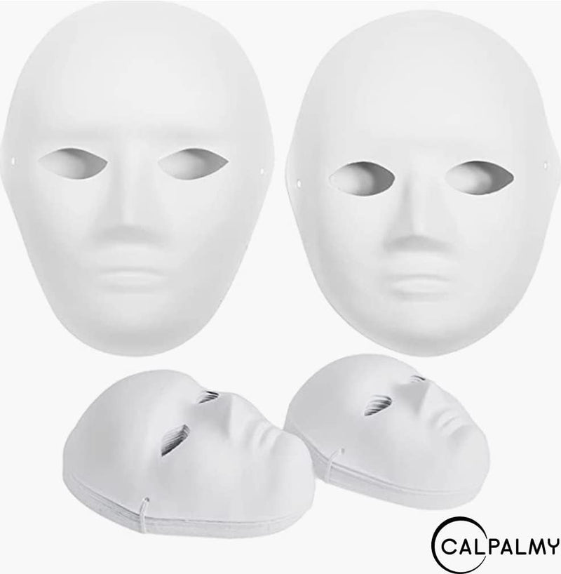 CALPALMY 14 Pack Paper Mache Masks - 2 Sizes for Artistic Projects, Theater, Halloween, Masquerade Parties, Classroom Art