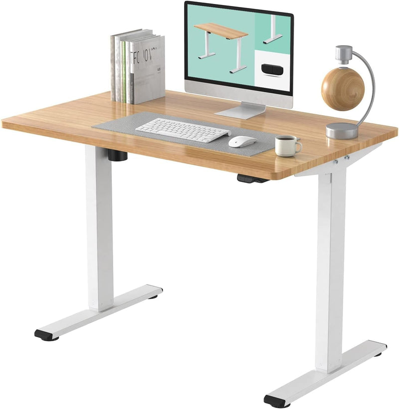 FLEXISPOT Adjustable Desk, Electric Standing Desk Sit Stand Desk Whole-Piece Desk Board for Home Office (EC1 Classic 48X24, White Frame+Rustic)