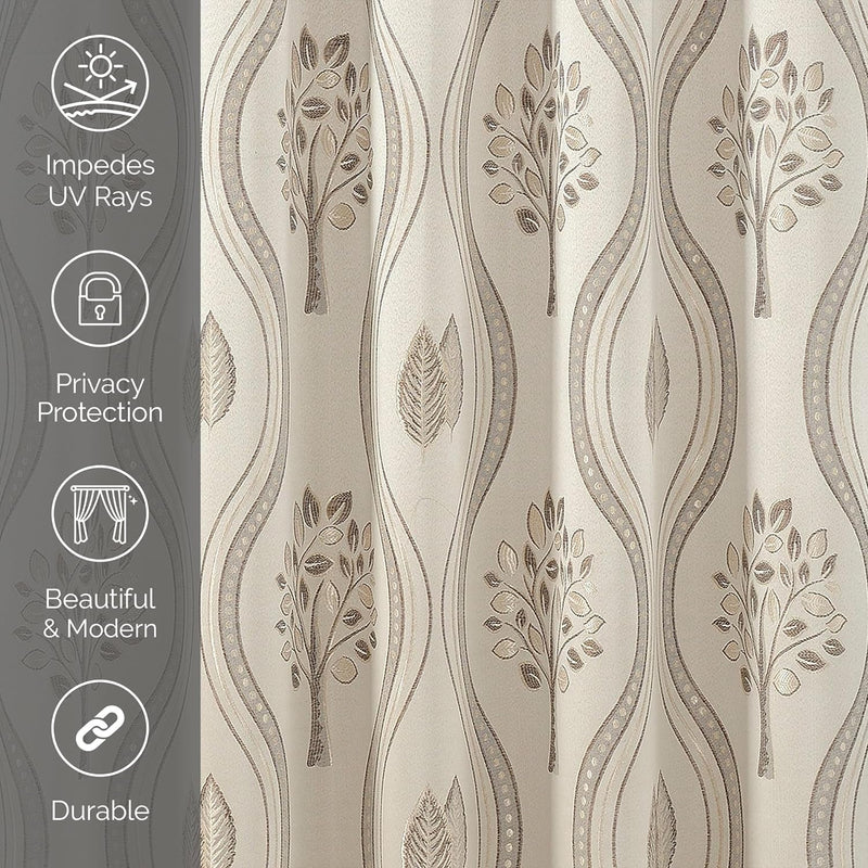 Elegant Comfort Luxurious Beautiful Curtain Panel Set with Attached Valance and Backing 54" X 84 Inch (Set of 2), Beige