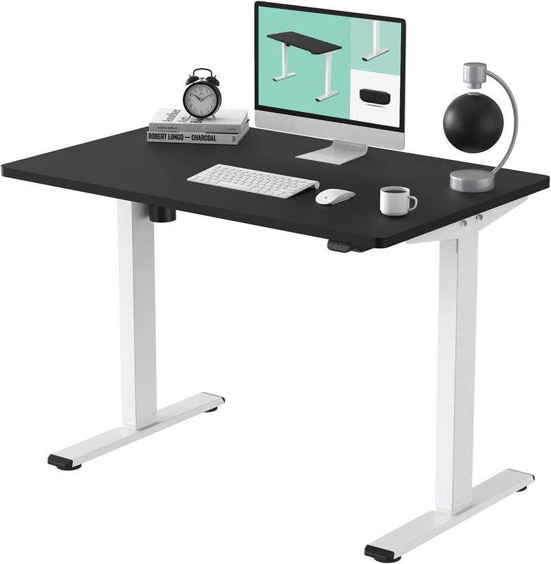 FLEXISPOT Adjustable Desk, Electric Standing Desk Sit Stand Desk Whole-Piece Desk Board for Home Office (EC1 Classic 48X24, White Frame+Rustic)