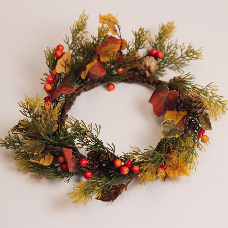 A Cheerful Giver Small Wreath Candle Ring Pansies Artificial Floral Decor for Candles Centerpieces & Home Accents