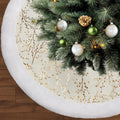 48 Inches Christmas Tree Skirt,White and Gold Christmas Tree Skirt,Faux Fur Plush Xmas Tree Skirt,Thick Tree Skirt Trees,Velvet Rugs for Christmas Tree