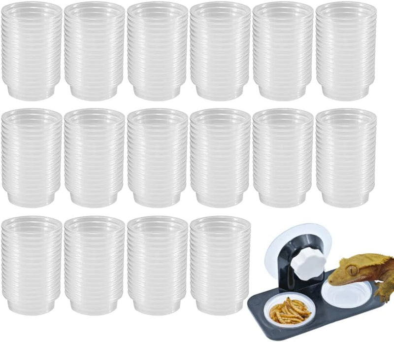 Crested Gecko Feeding Ledge [Non-Suction Cup], with 30 Pcs 0.5Oz Food Cups, Reptile Food Bowls and Water Dish for Lizard or Other Small Pet Amphibian Feeder Ledge Accessories Supplies