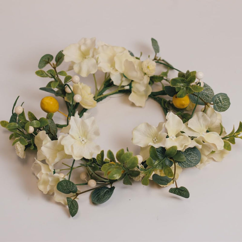 A Cheerful Giver Small Wreath Candle Ring Pansies Artificial Floral Decor for Candles Centerpieces & Home Accents