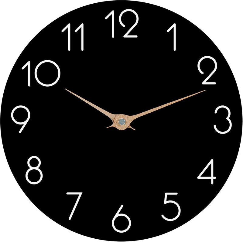 14 Inch Wall Clock - Black Wall Clocks Battery Operated, Silent Non-Ticking Modern Wall Clocks - Big Clock for Bathroom Bedroom Living Room Kitchen Office (14")