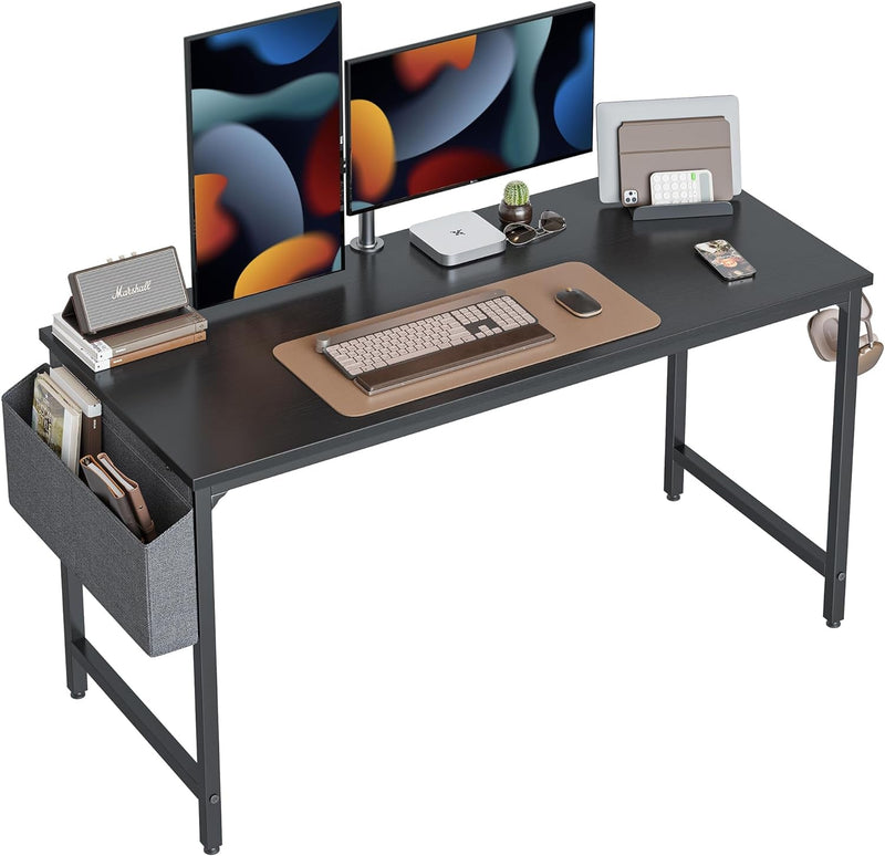 Cubicubi Computer Desk 40" Study Writing Table for Home Office, Modern Simple Style PC Desk, White Metal Frame, White