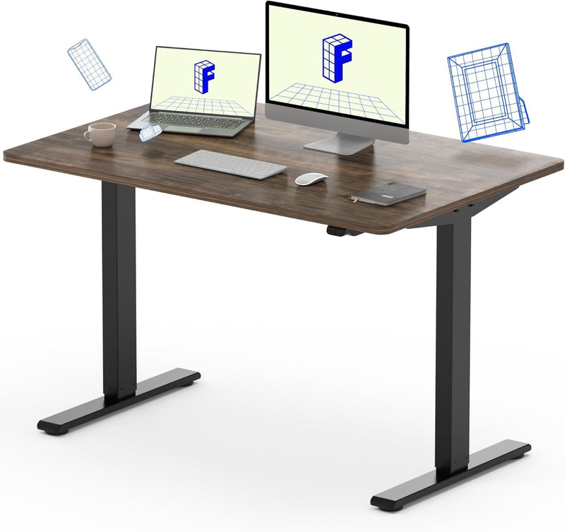 FLEXISPOT EC1 Essential Adjustable Desk, Electric Standing Desk Sit Stand Desk (48X24 Inch, Gray Frame+Marble Grey)