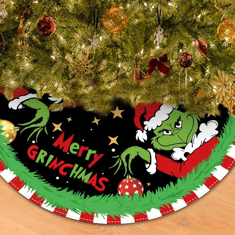 Christmas Tree Skirt 48 Inch, Soft and Funny Merry Christmas Tree Collar Farmhouse Xmas Holiday Decoration (Style 2)