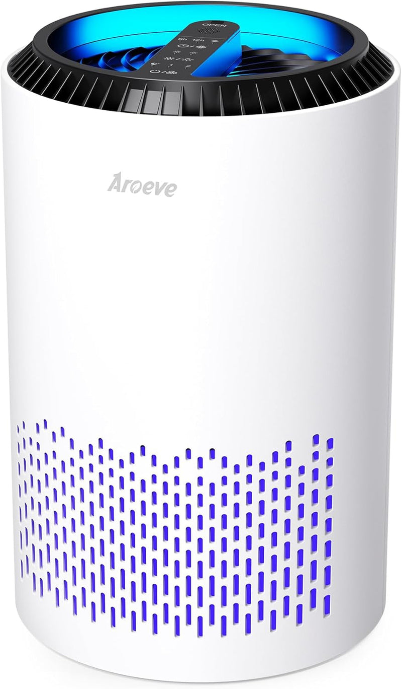 AROEVE Air Purifiers for Home, Air Purifier Air Cleaner for Smoke Pollen Dander Hair Smell Portable Air Purifier with Sleep Mode Speed Control for Bedroom Office Living Room, MK01- Black