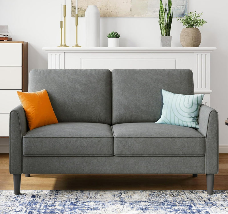 58" W Loveseat Sofa, Small Couch Modern Comfy Couch for Bedroom and Living Room, Small Loveseat for Small Spaces, Easy Assembly, Dark Grey