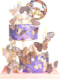 Butterfly Cake Toppers Decorations - 1 Big Happy Birthday Cake Topper & 15Pcs 3D Pink Gold Cupcake Toppers - Party Supplies for Decorating Baby Shower Girl'S Birthday