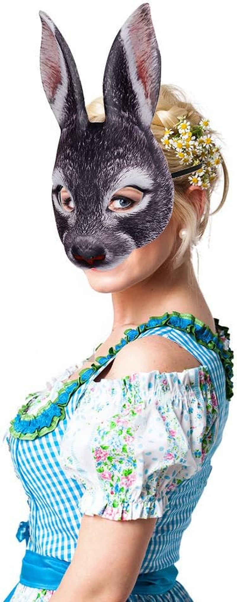 1Pcs Halloween Animal Mask Half Face Rabbit Ear Mask for Halloween Easter Costume Party Cosplay Props