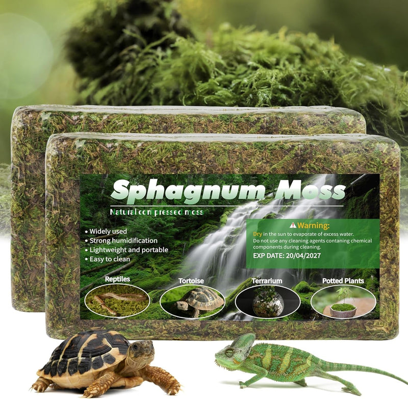 50QT Premium Sphagnum Moss for Reptiles- 14OZ Natural Moss Reptile Moss Bedding for Terrarium, Hatching, Forest Sphagnum Moss Reptile Substrate for Snakes, Gecko, Turtles, Frogs, Leopard