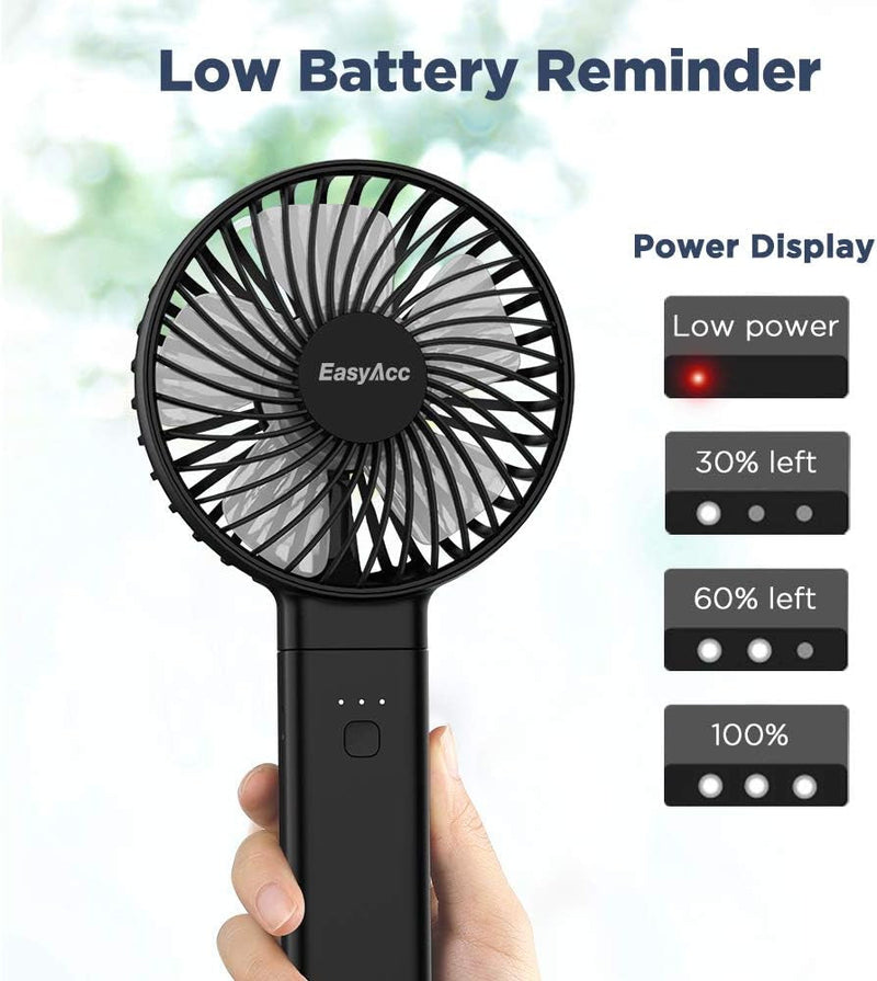 Easyacc Handheld Fan, 2023 4Th New 5000 Battery Operated Desk Fan [ 4 Speed 20 Hours Quiet Powerful Hand Fan ] Power Indicator/One Touch Power off Foldable Personal Fan for Travel Office Outdoor