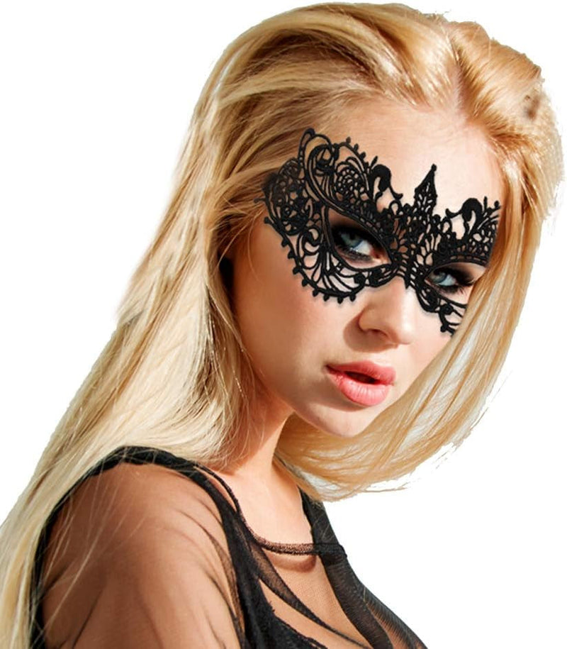 2 Pieces Masquerade Mask for Women Black Lace Mask for Masquerade Ball, Halloween Party